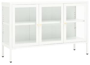 Komoda biela 105x35x70 cm oceľ a sklo