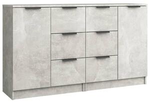 Komody 2 ks betónové sivé 60x30x70 cm spracované drevo