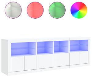 Komoda s LED svetlami biela 202x37x67 cm
