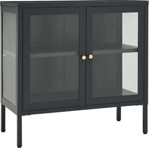 Komoda antracitová 70x35x70 cm oceľ a sklo