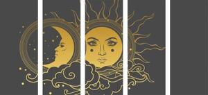 5-dielny obraz harmónia slnka a mesiaca - 100x50