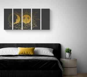 5-dielny obraz harmónia slnka a mesiaca - 100x50
