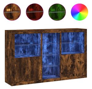 Komoda s LED svetlami dymový dub 162x37x100 cm