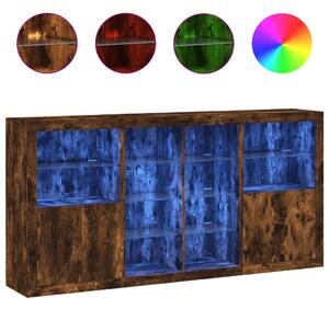 Komoda s LED svetlami dymový dub 202x37x100 cm