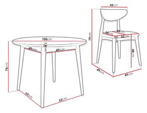 Jedálenský stôl 100 cm so 4 stoličkami OLMIO 1 - prírodné drevo / čierny / modrý