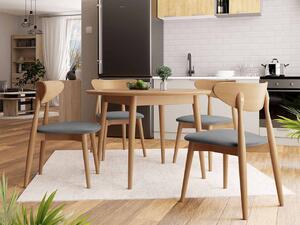 Okrúhly jedálenský stôl 120 cm so 4 stoličkami OLMIO 1 - prírodné drevo / šedý