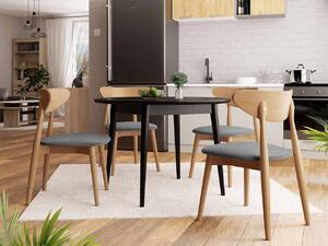 Jedálenský stôl 100 cm so 4 stoličkami OLMIO 1 - čierny / prírodné drevo / šedý