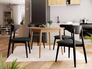 Jedálenský stôl 100 cm so 4 stoličkami OLMIO 1 - prírodné drevo / čierny
