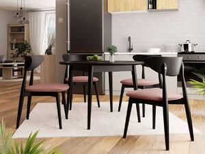 Okrúhly jedálenský stôl 100 cm so 4 stoličkami OLMIO 1 - čierny / ružový