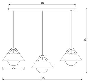 Luster na lanku FUNDA 3xE27/15W/230V hnedá