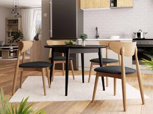 Jedálenský stôl 100 cm so 4 stoličkami OLMIO 1 - čierny / prírodné drevo / čierny