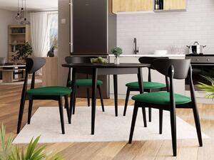 Okrúhly jedálenský stôl 100 cm so 4 stoličkami OLMIO 1 - čierny / zelený