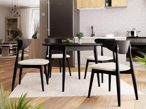 Okrúhly jedálenský stôl 120 cm so 4 stoličkami OLMIO 1 - čierny / béžový