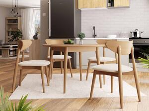 Okrúhly jedálenský stôl 120 cm so 4 stoličkami OLMIO 1 - prírodné drevo / béžový