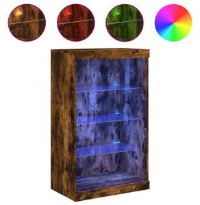 Komoda s LED svetlami dymový dub 60,5x37x100 cm