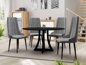 Okrúhly jedálenský stôl 100 cm so 4 stoličkami TULZA 1 - čierny / šedý