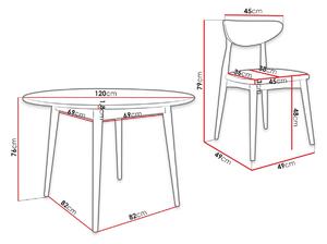 Okrúhly jedálenský stôl 120 cm so 4 stoličkami OLMIO 1 - prírodné drevo / šedý