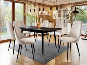 Rozkladací jedálenský stôl so stoličkami OLMIO 2 - čierny / béžový