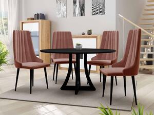 Okrúhly jedálenský stôl 100 cm so 4 stoličkami TULZA 1 - čierny / ružový