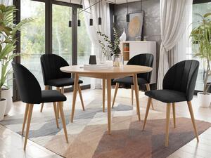Okrúhly jedálenský stôl 100 cm so 4 stoličkami NOWEN 1 - prírodné drevo / čierny
