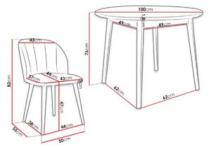 Okrúhly jedálenský stôl 100 cm so 4 stoličkami NOWEN 1 - prírodné drevo / modrý