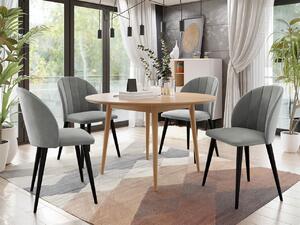 Jedálenský stôl 100 cm so 4 stoličkami NOWEN 1 - prírodné drevo / čierny / šedý