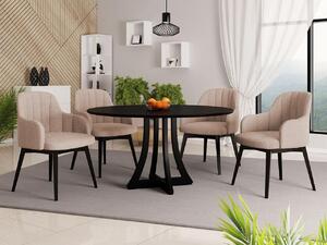 Okrúhly jedálenský stôl 100 cm so 4 stoličkami TULZA 2 - čierny / béžový