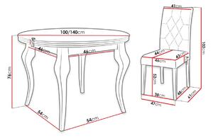 Rozkladací jedálenský stôl 100 cm so 6 stoličkami KRAM 1 - biely / šedý