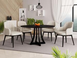 Okrúhly jedálenský stôl 100 cm so 4 stoličkami TULZA 2 - čierny / krémový
