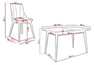 Rozkladací jedálenský stôl so 6 stoličkami NOWEN 2 - prírodné drevo / čierny / modrý