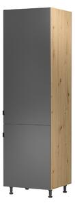 Kuchynská skrinka na vstavanú chladničku D60ZL Langari (dub artisan + sivá matná) (L). Vlastná spoľahlivá doprava až k Vám domov. 1016896
