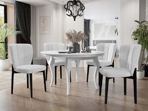 Rozkladací jedálenský stôl 100 cm so 4 stoličkami KRAM 2 - biely / čierny / biely