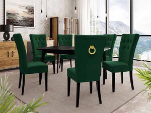 Luxusný jedálenský set NOWEN 3 - čierny / zelený + pozlátené klopadlo