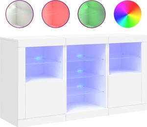 Komoda s LED svetlami biela 123x37x67 cm