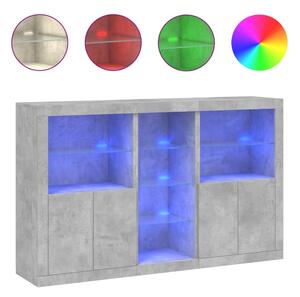 Komoda s LED svetlami betónovo-sivá 162x37x100 cm