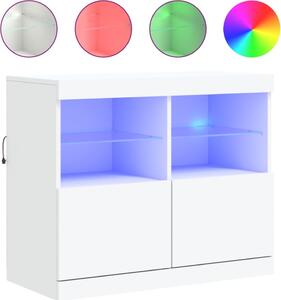 Komoda s LED svetlami biela 81x37x67 cm