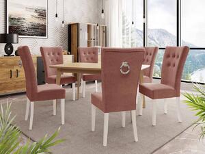 Luxusný jedálenský set NOWEN 3 - hnedý / biely / ružový + chrómované klopadlo