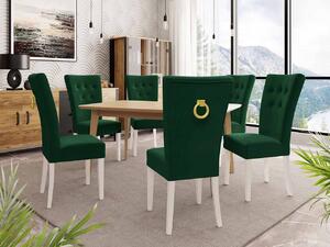 Luxusný jedálenský set NOWEN 3 - hnedý / biely / zelený + pozlátené klopadlo