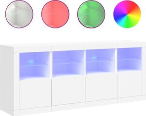 Komoda s LED svetlami biela 163x37x67 cm