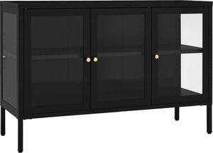 Komoda čierna 105x35x70 cm oceľ a sklo