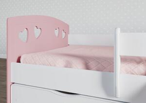 Detská srdiečková posteľ JULIE so zásuvkou - ružová 160x80 cm