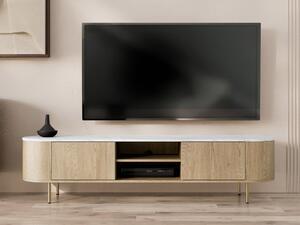 Mirjan24 TV stolík / skrinka Nisken 180 2D, Farby: dub cremona / mramor biely + zlatá 5903211420337