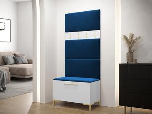 Nábytok do predsiene s čalúnenými panelmi ANDORA 3 - biely / modrý