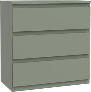 Komoda, 3 zásuvky, matná šalviová zelená, šírka 77,2 cm, hĺbka 42 cm, výška 79,8 cm, EDMORE