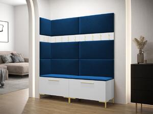 Predsieňová stena s čalúnenými panelmi ANDORA 6 - biela / modrá