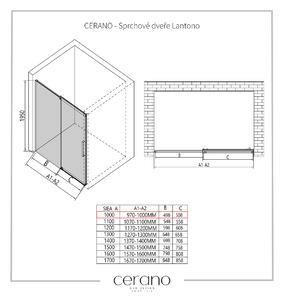 CERANO - Sprchové posuvné dvere Lantono L/P - chróm, transparentné sklo - 100x195 cm