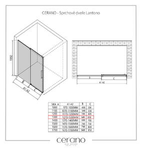CERANO - Sprchové posuvné dvere Lantono L/P - chróm, transparentné sklo - 130x195 cm