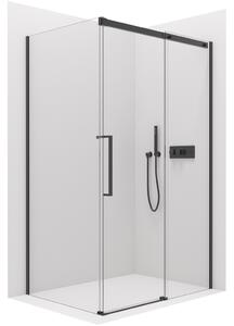CERANO - Sprchovací kút Lantono L/P - čierna matná, transparentné sklo - 120x80 cm - posuvný