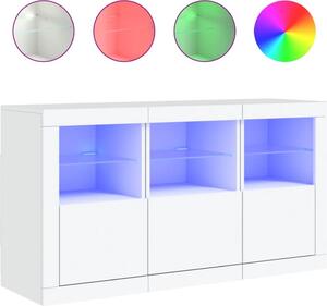 Komoda s LED svetlami biela 123x37x67 cm