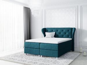 Čalúnená posteľ EVELI - 180x200, modrozelená + topper ZDARMA